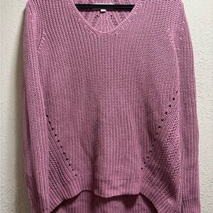 LOFT Mauve Knit Crew Neck Sweater